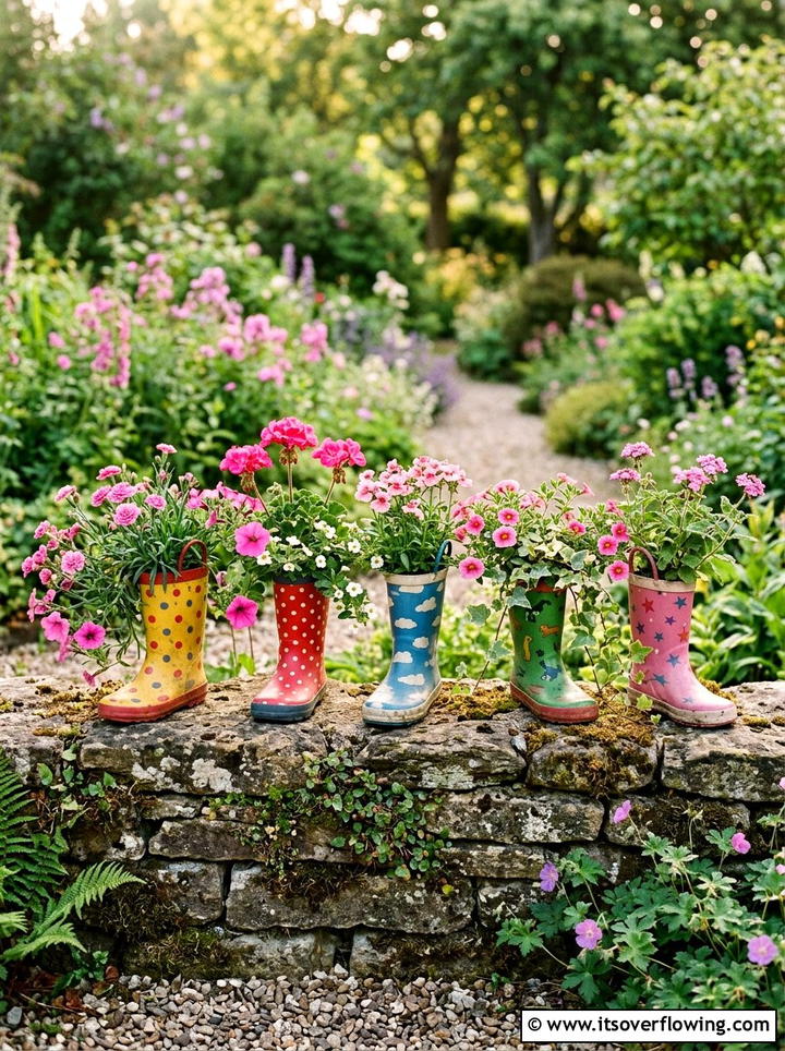 Old Boot Plant Pot - 25 upcycled garden ideas for schools