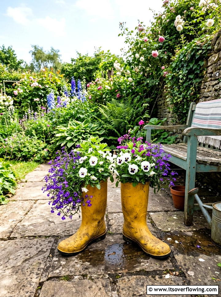 Old Boot Planter - 25 recycled garden ideas for small spaces