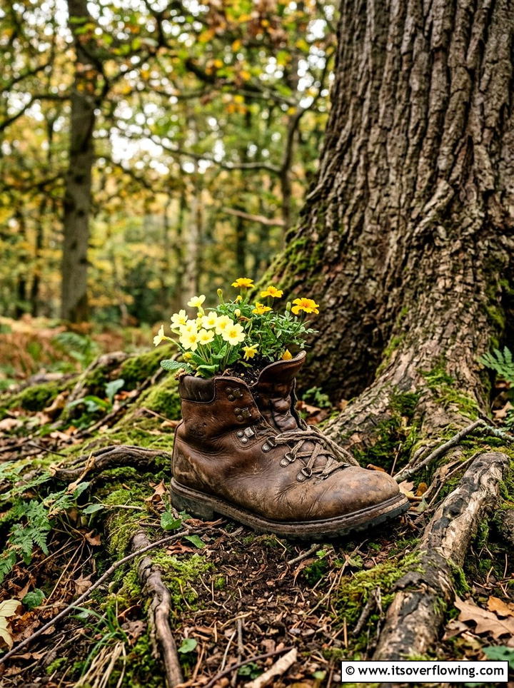 Old Boot Planter - 25 upcycled garden ideas for backyards
