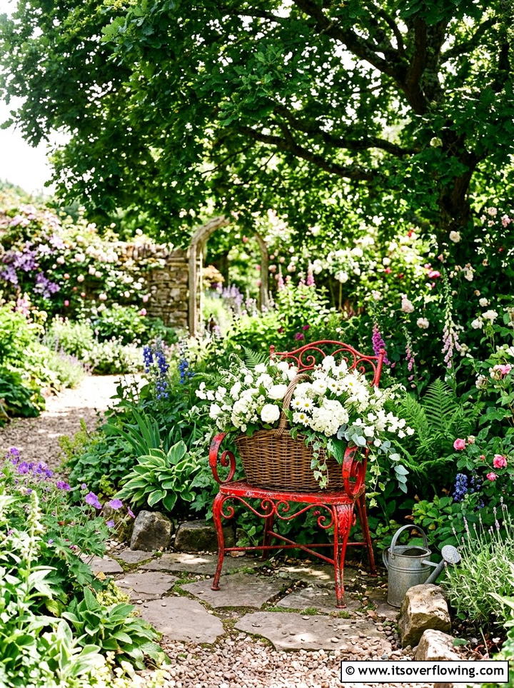 Old Chair Flower Stand - 25 cheap garden ideas for backyard