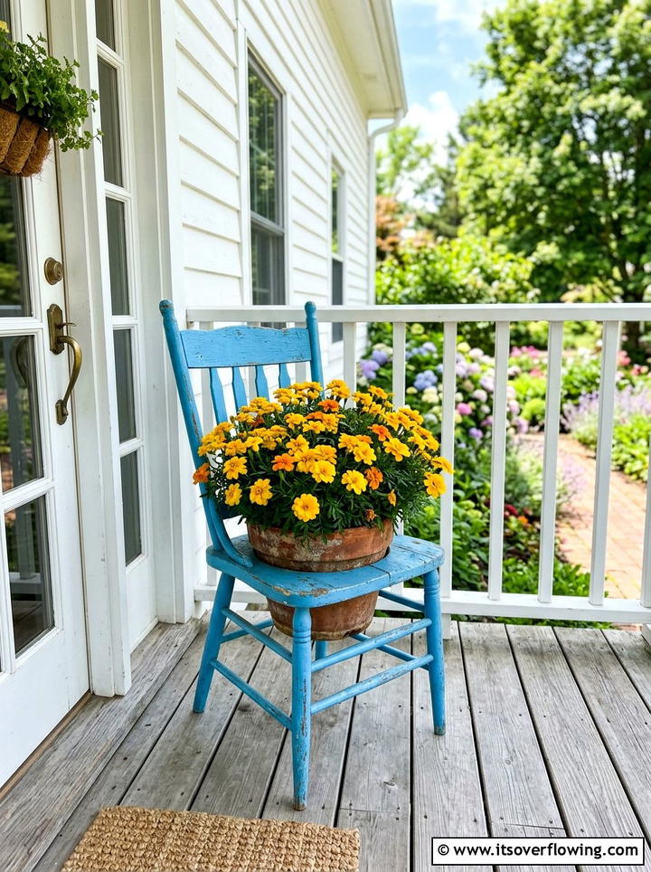 Old Chair Plant Stand - 25 recycled garden ideas for small spaces