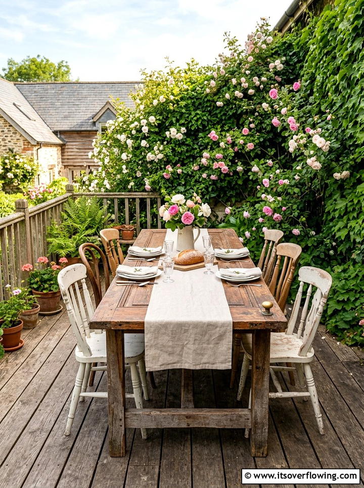 Old Door Dining Table - 25 upcycled garden ideas with outdoor tables