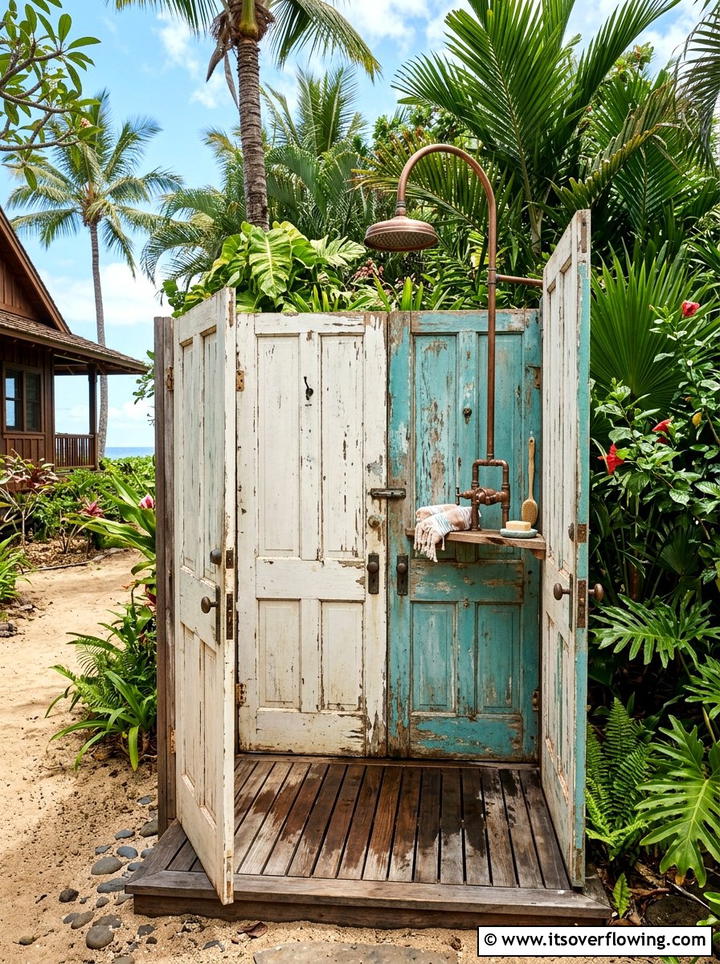 Old Door Outdoor Shower - 25 backyard decorating ideas with old door decor