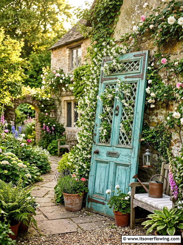 Old Door Trellis - 25 reusing old things ideas for front yard