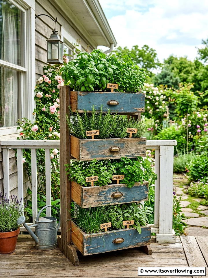 Old Drawer Herb Gardens - 25 recycled garden ideas with eco friendly decor