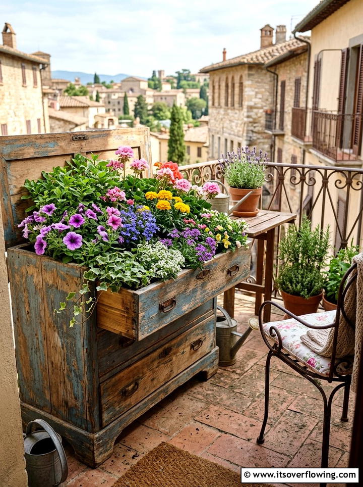 Old Drawer Plant Box - 25 upcycled garden ideas for urban gardens