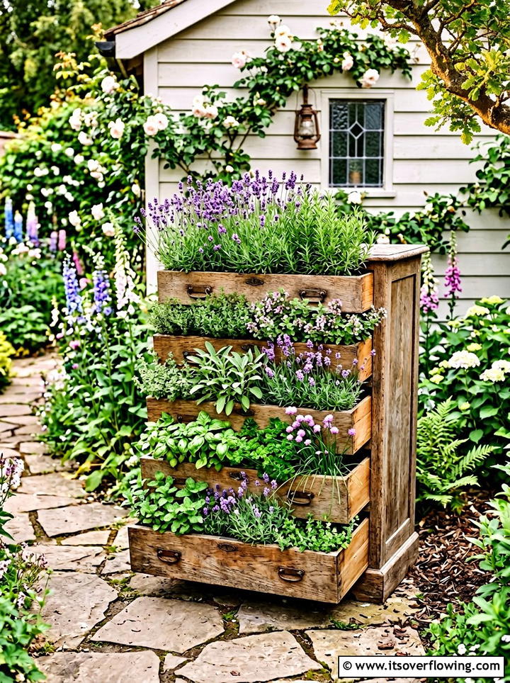 Old Dresser Drawer Garden - 25 backyard ideas with upcycled decor
