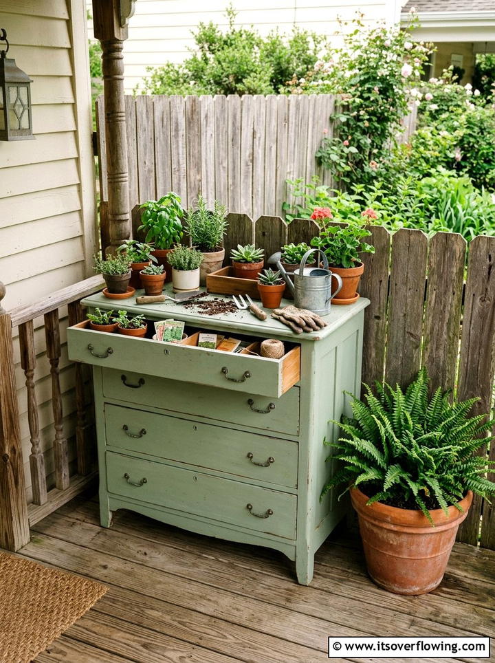 Old Dresser Storage - 25 reusing old things ideas for porch