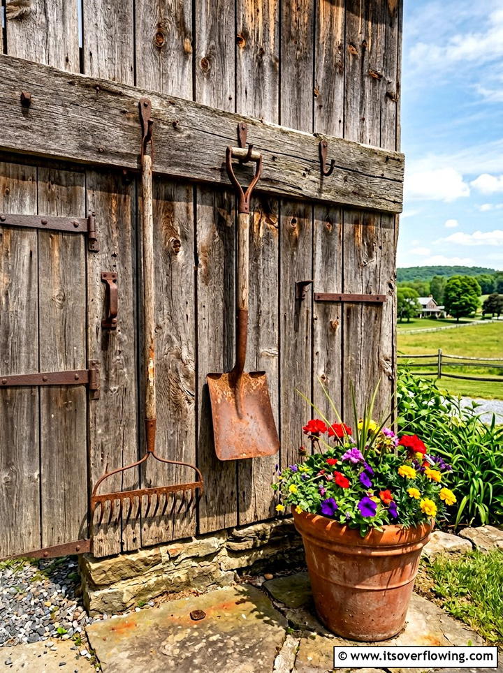 Old Farm Tool Decor - 25 garden decor ideas for rustic gardens