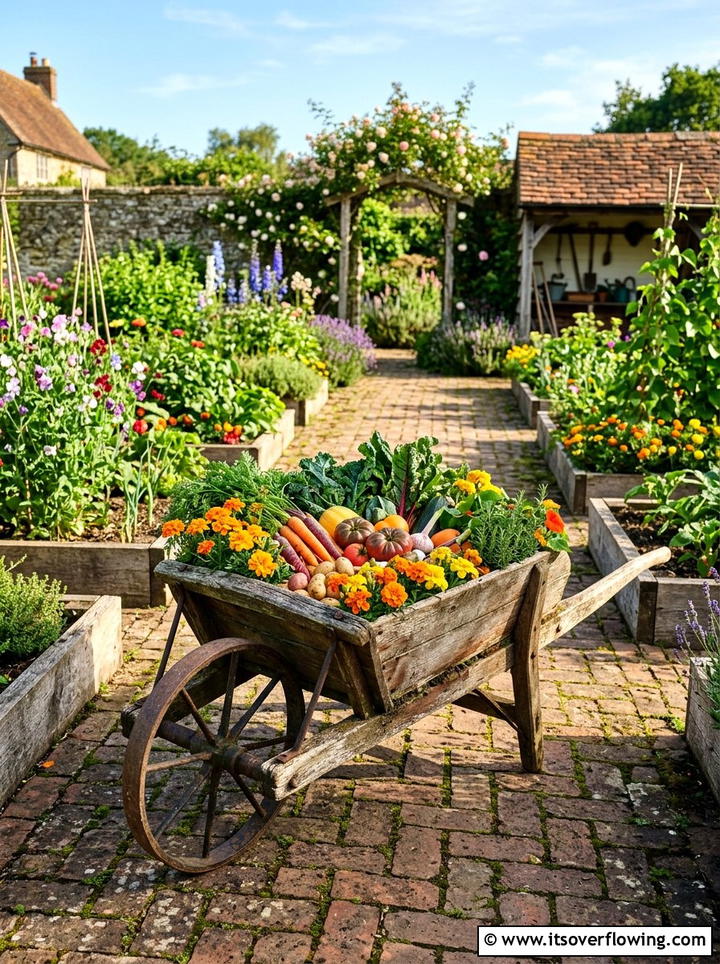 Old Fashioned Wheelbarrow - 25 backyard ideas with wheelbarrow planter