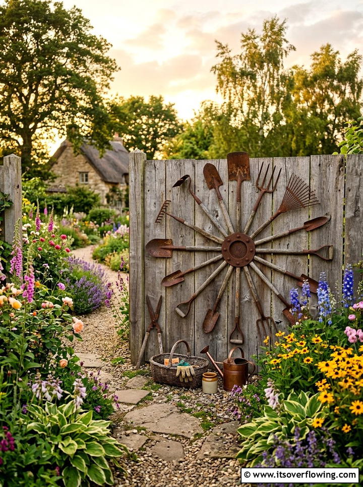 Old Garden Tool - 25 reusing old things ideas for fence decor