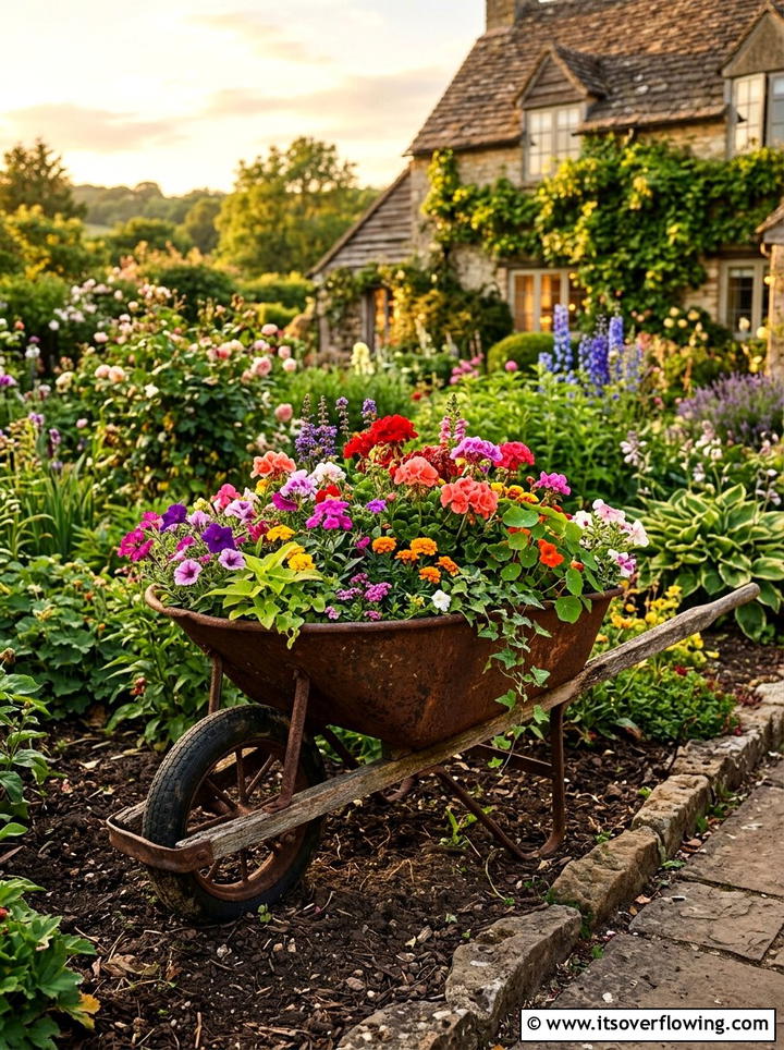 Old Garden Wheelbarrow - 25 reusing old things ideas for garden planters