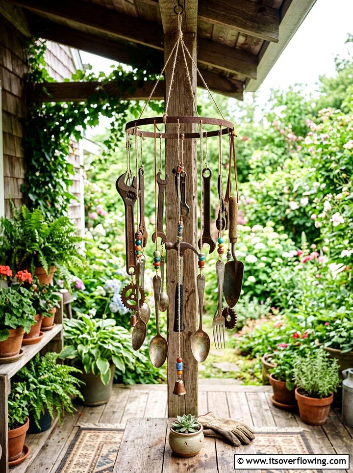 Old Hoe Hose Holder - 25 recycled garden ideas with old tools