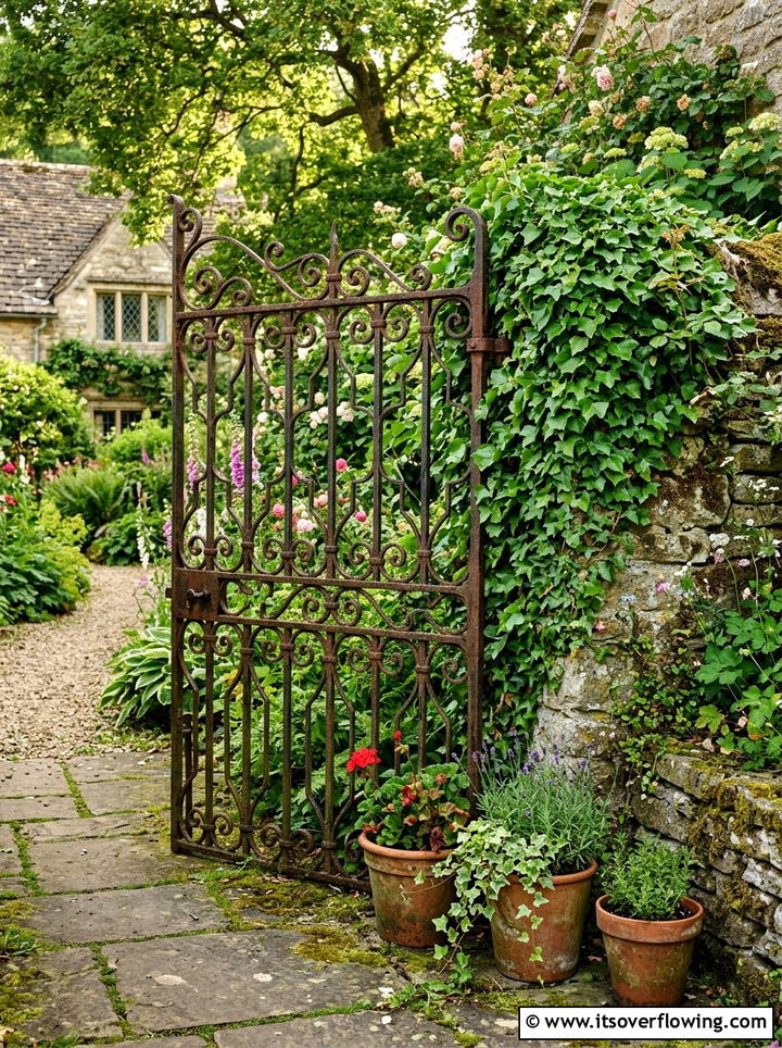 Old Iron Gate - 25 small garden ideas with cottage style