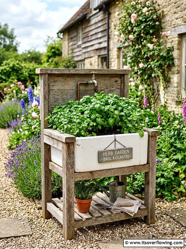 Old Kitchen Sink Garden - 25 recycled garden ideas with gutter garden