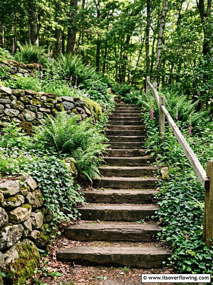 Old Railroad Tie Steps - 25 reusing old things ideas for garden pathways