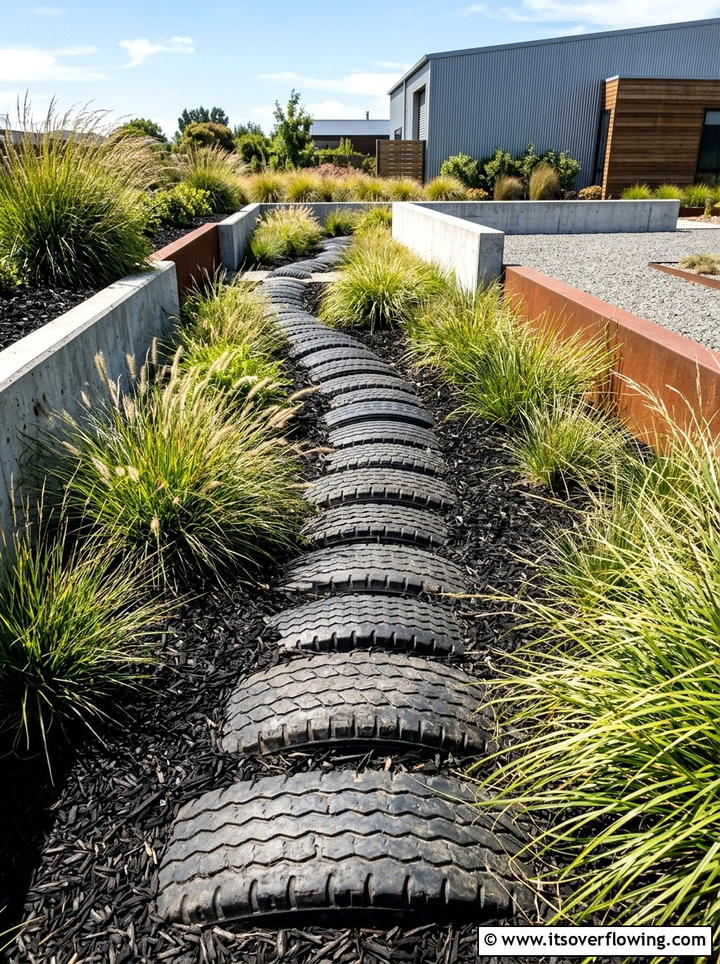 Old Rubber Tire Path - 25 reusing old things ideas for garden pathways