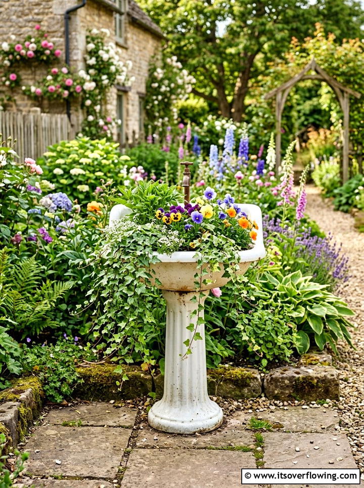 Old Sink Garden Feature - 25 recycled garden ideas for front yard decor