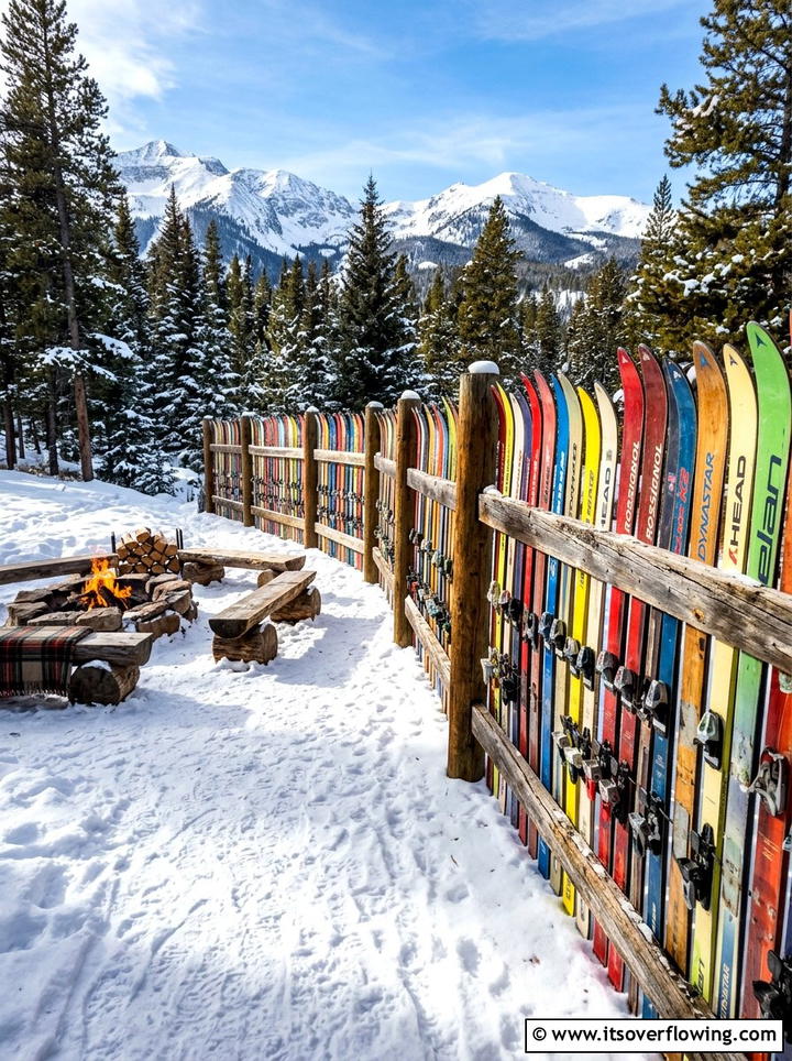 Old Ski Fence - 25 reusing old things ideas for privacy screens