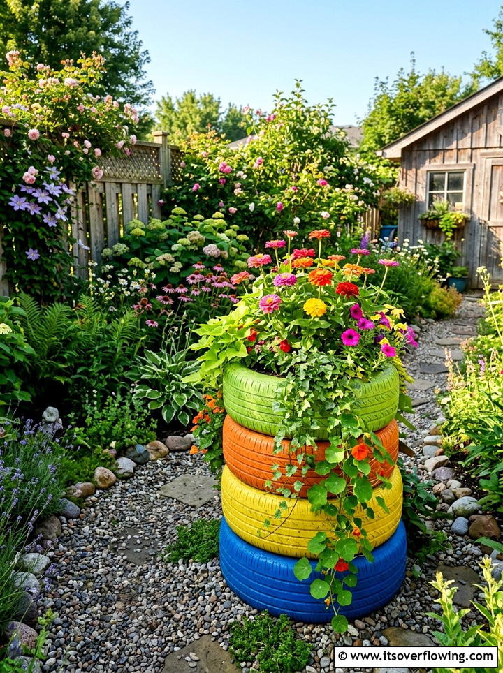 Old Tire Garden - 25 recycled garden ideas