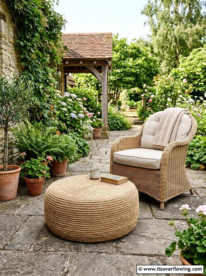 Old Tire Ottoman - 25 recycled garden ideas for patio decor