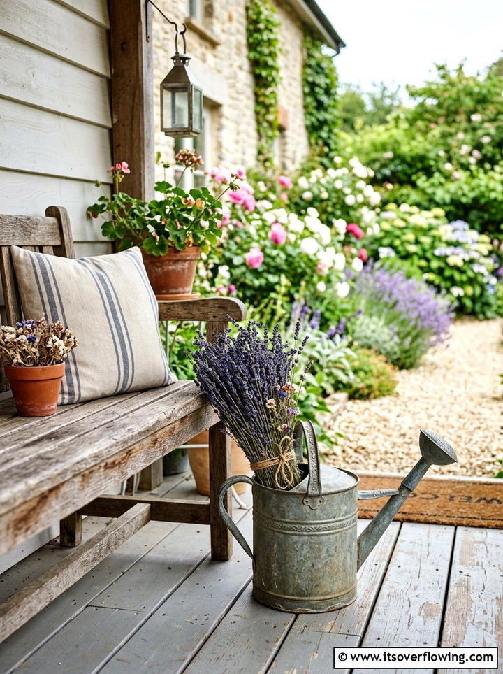 Old Watering Can Porch Decor - 25 reusing old things ideas for farmhouse garden look