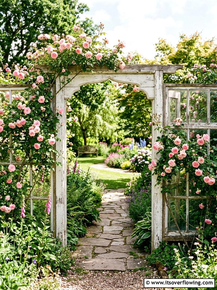 Old Window Arbor - 25 garden decor ideas with old windows