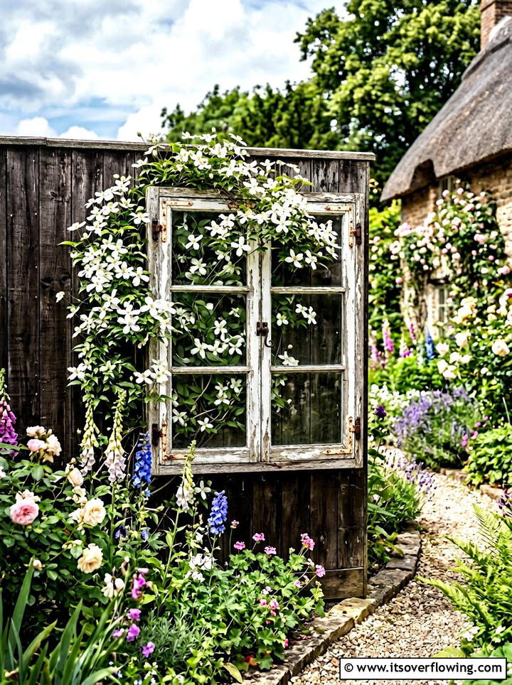 Old Window Frame - 25 reusing old things ideas for rustic garden look