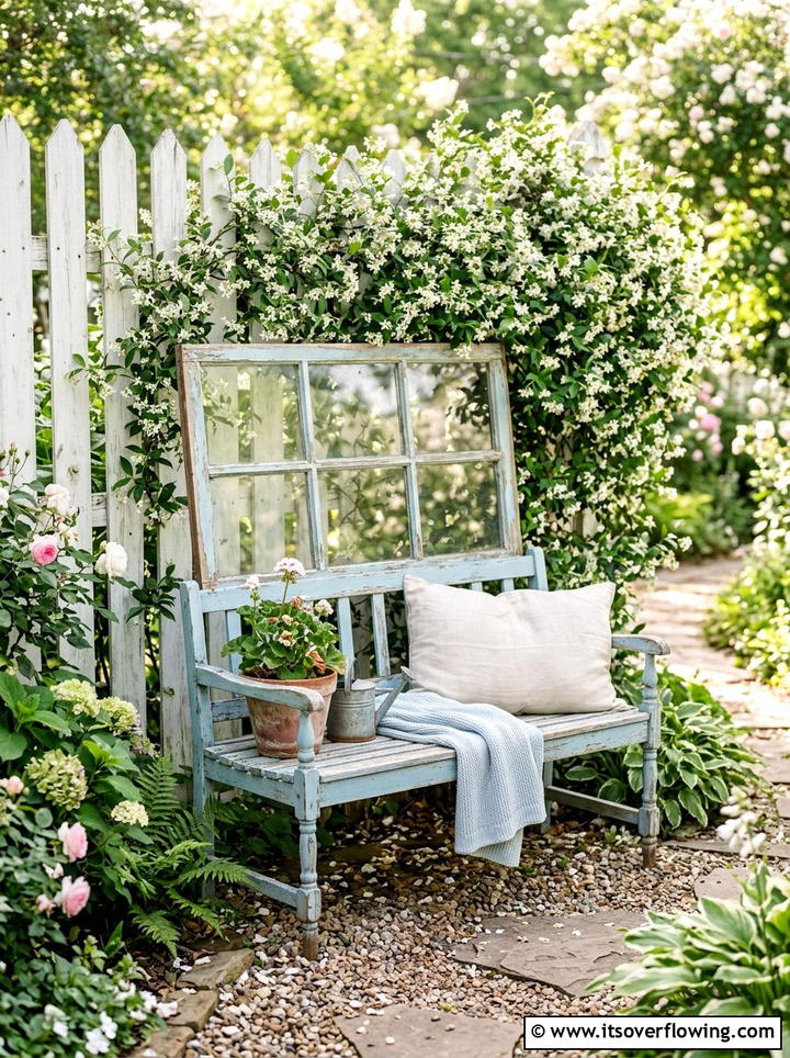 Old Window Frame Bench - 25 upcycled garden ideas with garden benches
