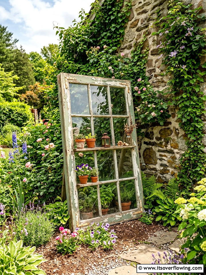 Old Window Frame Decor - 25 reusing old things ideas for seasonal garden decor