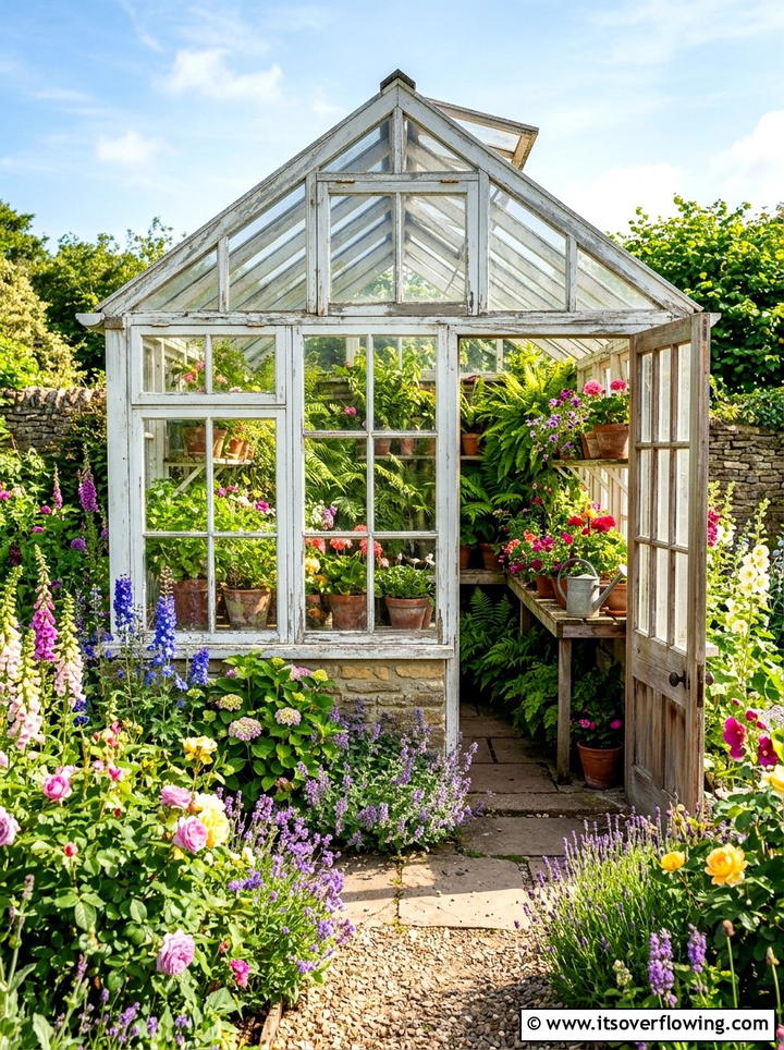 Old Window Greenhouse - 25 garden decor ideas with old windows