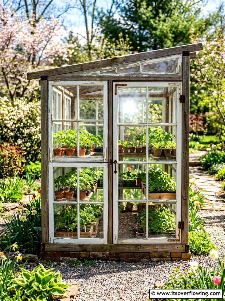 Old Window Greenhouse - 25 upcycled garden ideas for community gardens