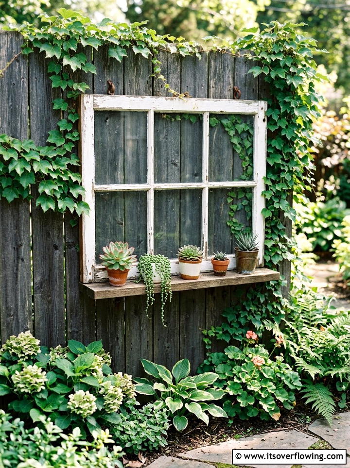 Old Window Pane Garden Art - 25 backyard ideas with upcycled decor