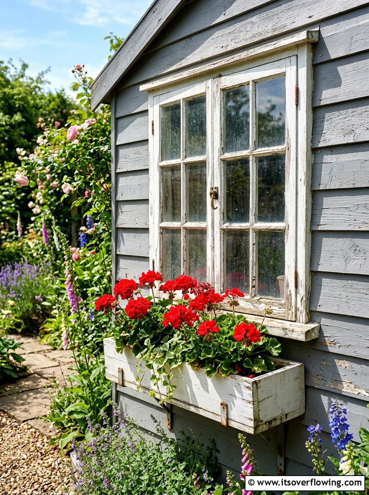 Old Window Planter - 25 backyard ideas with vintage planters