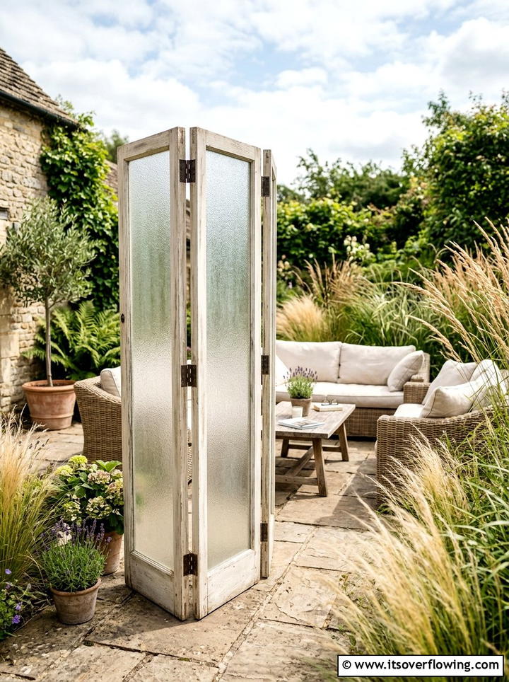 Old Window Privacy Screen - 25 garden decor ideas with old windows