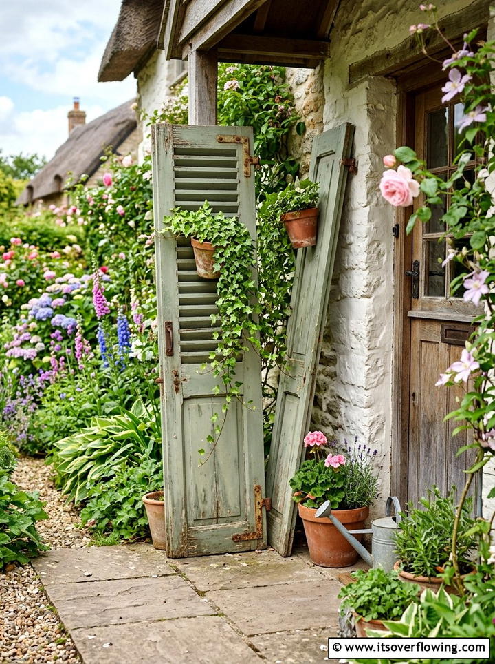Old Window Shutter Decor - 25 reusing old things ideas for seasonal garden decor