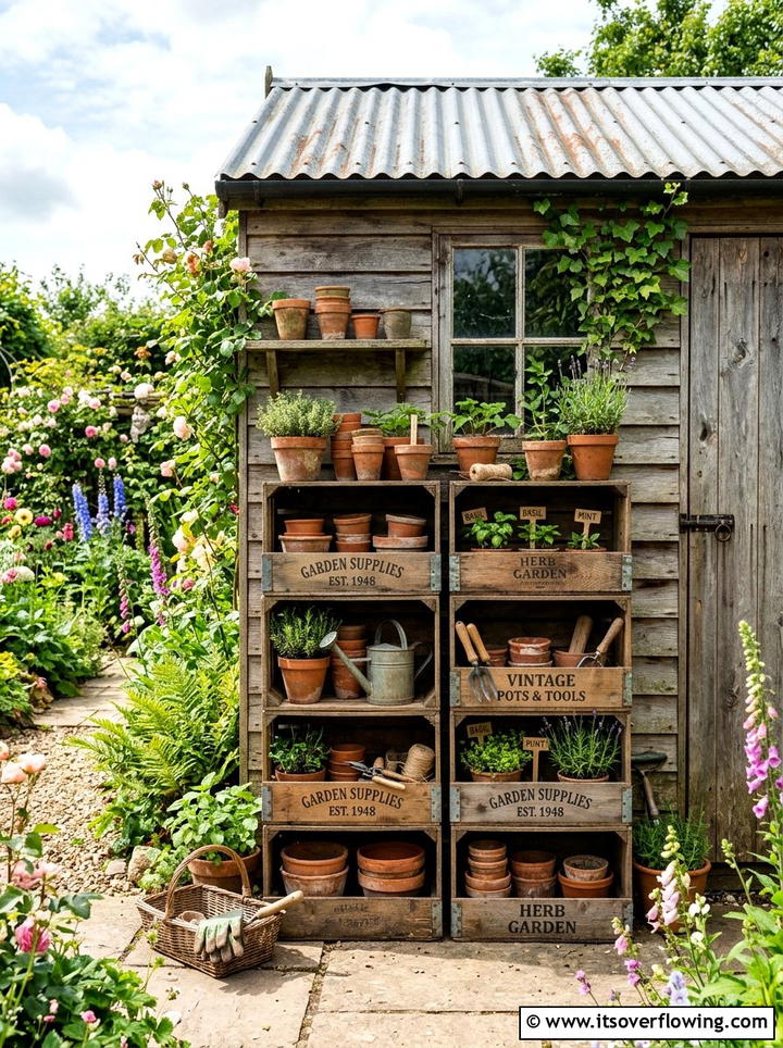 Old Wooden Crates - 25 reusing old things ideas for rustic garden look