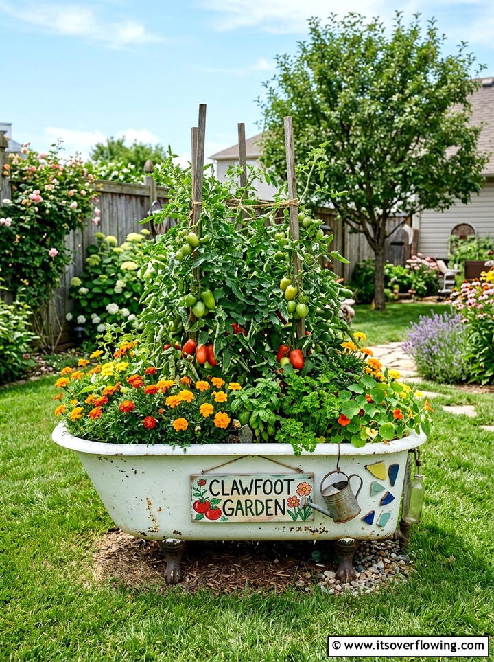 Old bathtub garden bed - 25 reusing old things ideas for garden art