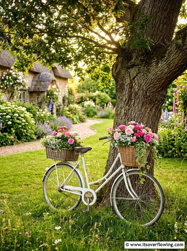 Old bicycle planter - 25 upcycled garden ideas on a budget