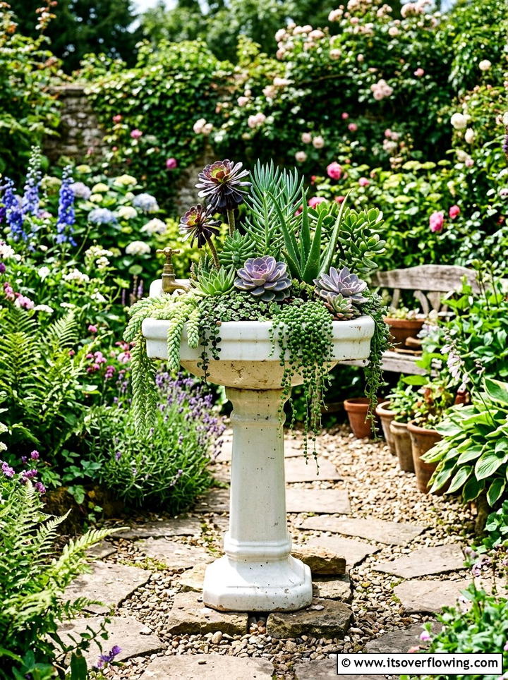 Old ceramic sink planter - 25 reusing old things ideas for succulent garden