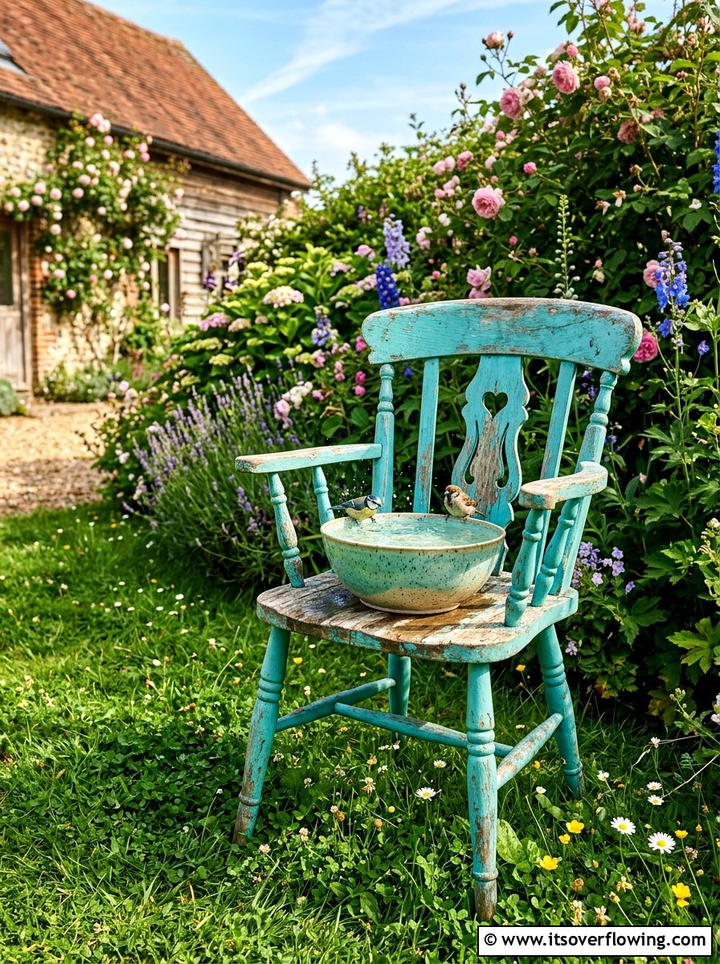 Old chair bird bath - 25 reusing old things ideas for bird baths