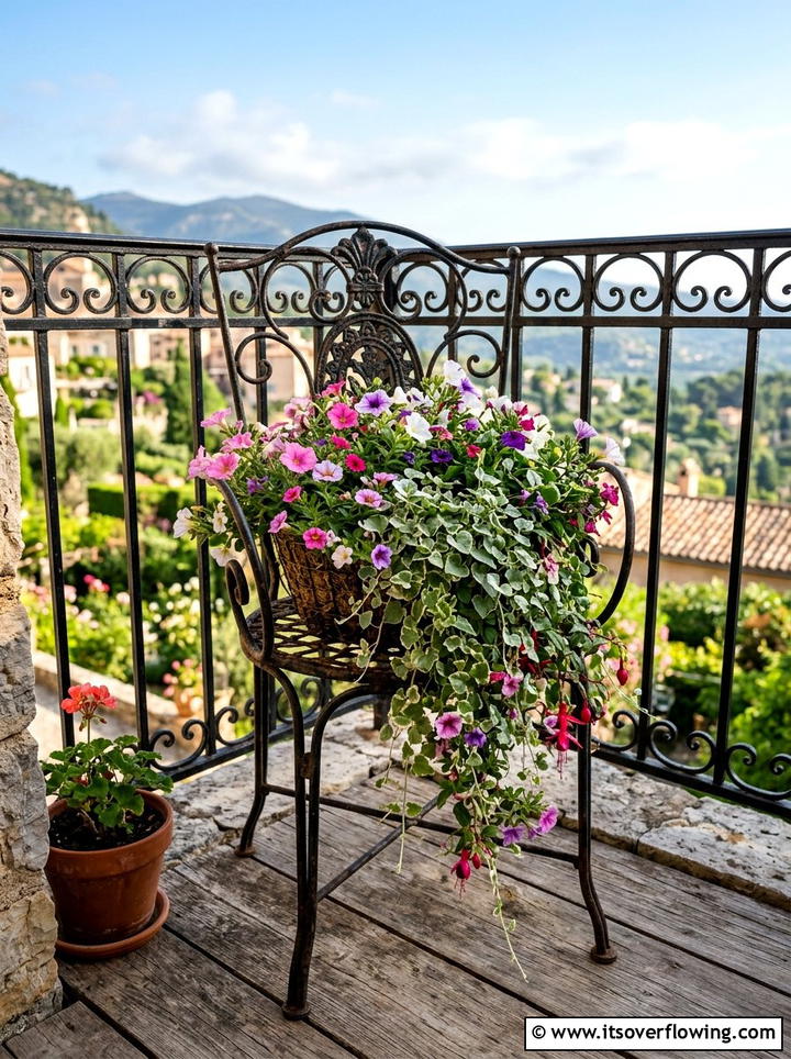 Old chair flower planter - 25 upcycled garden ideas for balconies