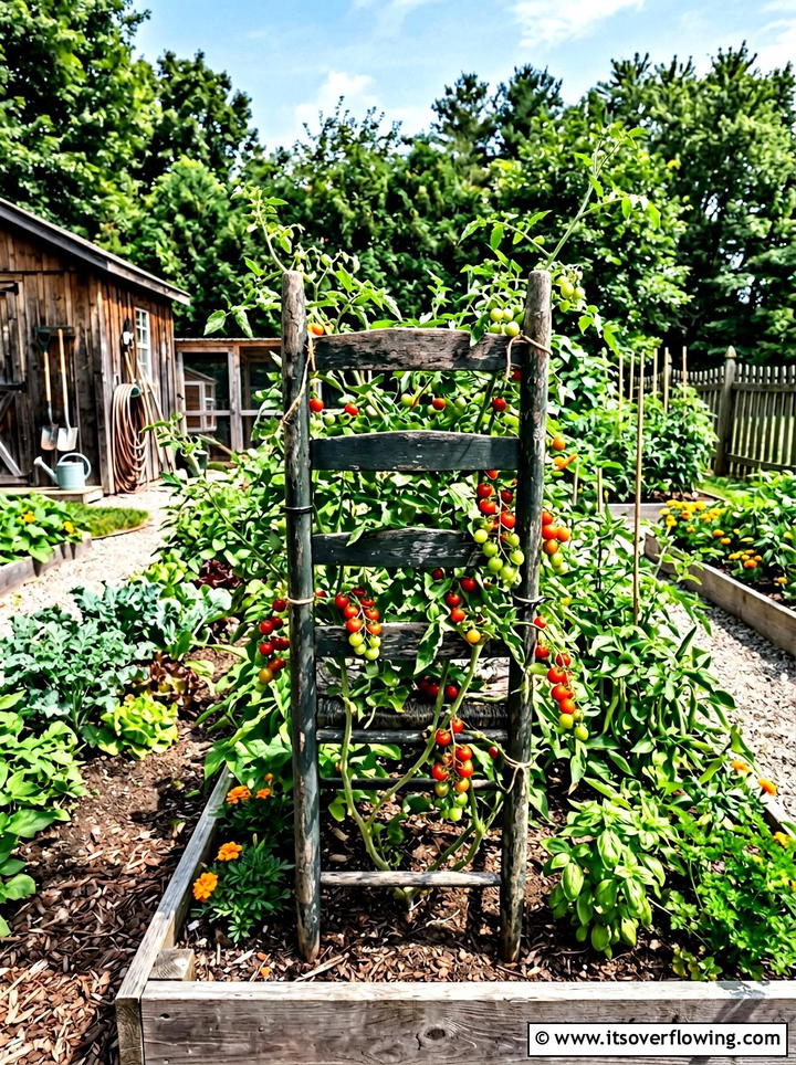 Old chair trellis - 25 upcycled garden ideas with old chairs