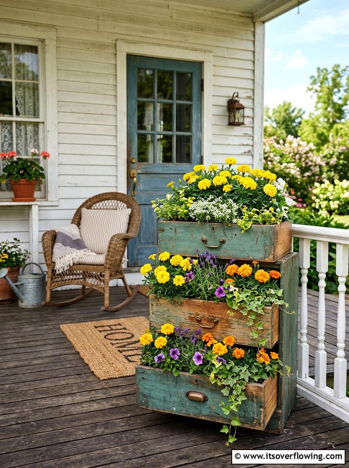 Old drawer flower box - 25 reusing old things ideas for garden