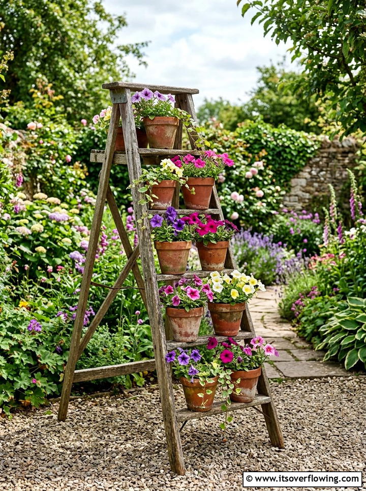 Old ladder plant stand - 25 reusing old things ideas for garden