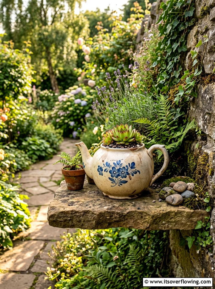 Old teapot garden - 25 reusing old things ideas for vertical garden