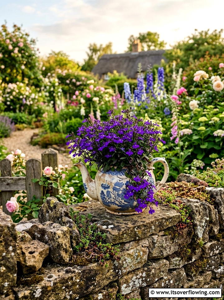 Old teapot planter - 25 recycled garden ideas for school projects