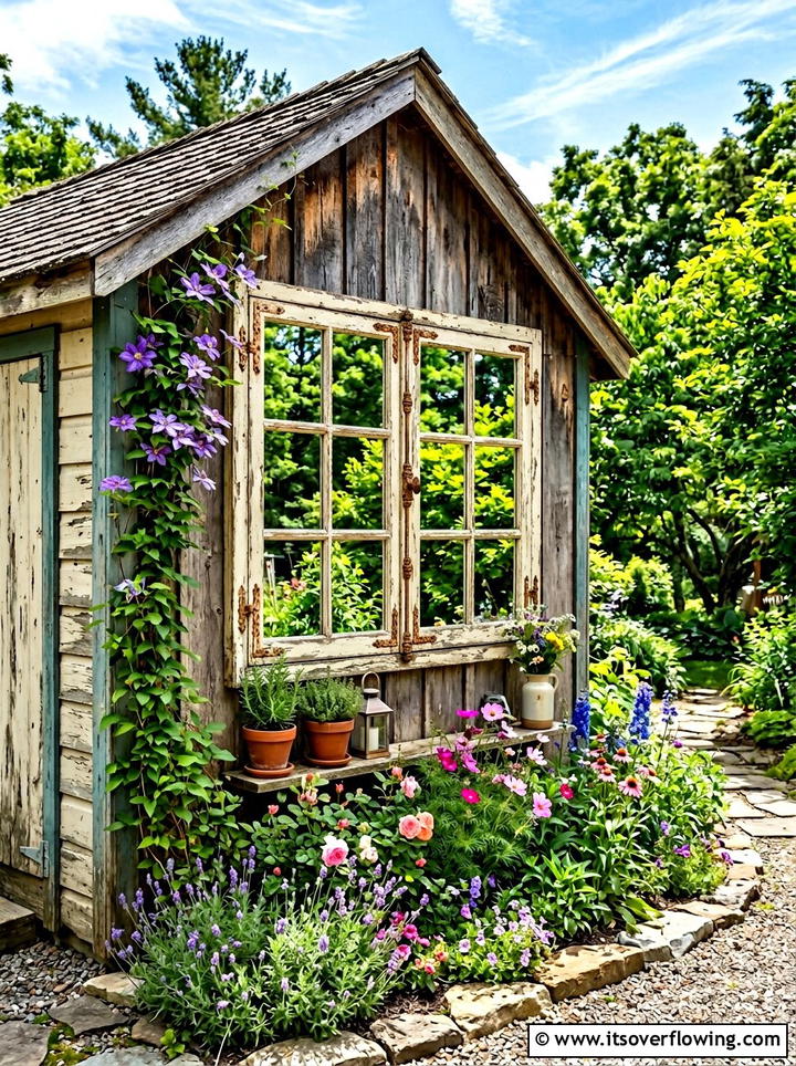 Old window frame wall art - 25 reusing old things ideas for boho garden look