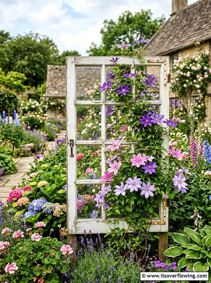 Old window trellis - 25 upcycled garden ideas diy