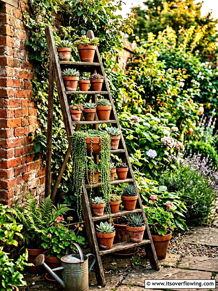 Old wooden ladder garden - 25 reusing old things ideas for succulent garden